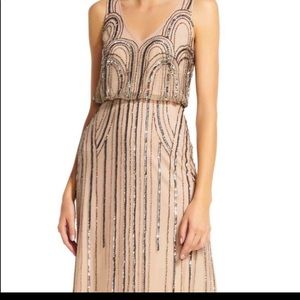 Adrianna Papell Champagne Beaded Dress